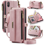 CaseMe C39 RFID Blocking Zipper Wallet Leather Phone Case with Crossbody Strap, For iPhone 11 Pro, For iPhone X / XS, For iPhone XR, For iPhone XS Max, For iPhone 7 Plus / 8 Plus