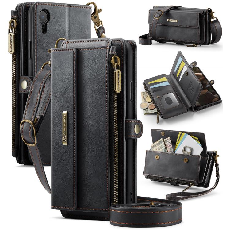 CaseMe C39 RFID Blocking Zipper Wallet Leather Phone Case with Crossbody Strap, For iPhone 11 Pro, For iPhone X / XS, For iPhone XR, For iPhone XS Max, For iPhone 7 Plus / 8 Plus