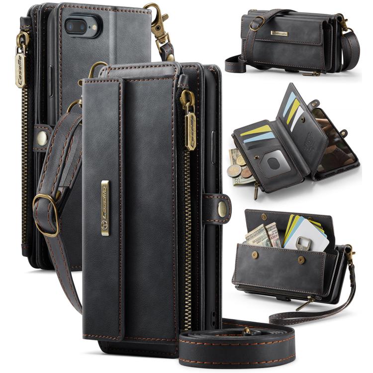 CaseMe C39 RFID Blocking Zipper Wallet Leather Phone Case with Crossbody Strap, For iPhone 11 Pro, For iPhone X / XS, For iPhone XR, For iPhone XS Max, For iPhone 7 Plus / 8 Plus