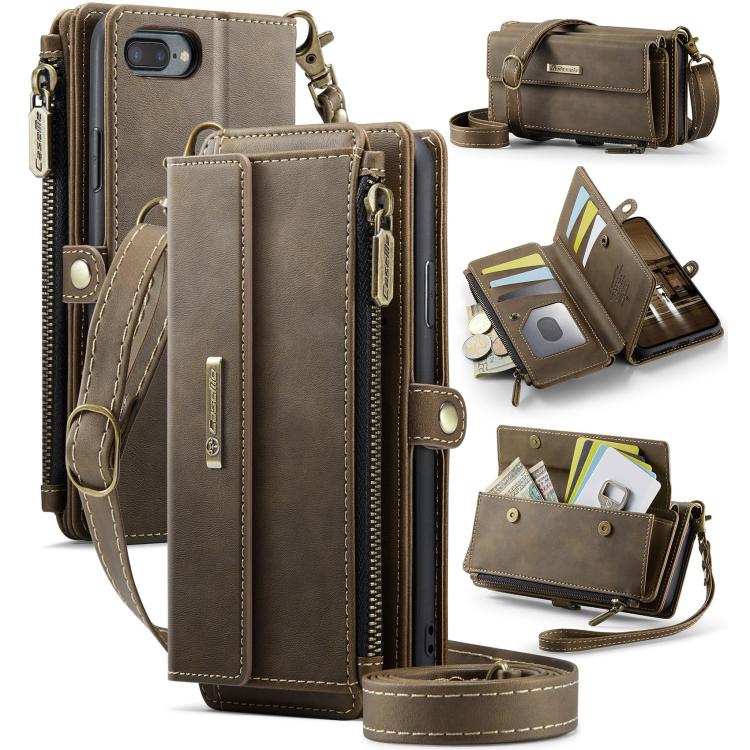 CaseMe C39 RFID Blocking Zipper Wallet Leather Phone Case with Crossbody Strap, For iPhone 11 Pro, For iPhone X / XS, For iPhone XR, For iPhone XS Max, For iPhone 7 Plus / 8 Plus