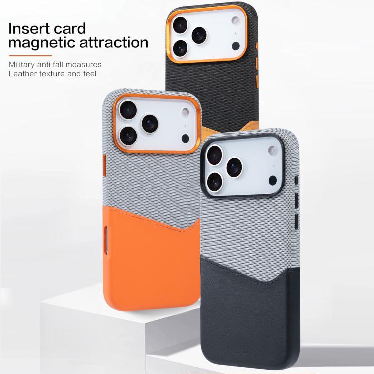 Kalebol Cloth Textue Stitching Card Slot Magnetic Phone Case, For iPhone 17 Pro Max, For iPhone 17 Pro, For iPhone 17, For iPhone Air, For iPhone 16 Pro Max, For iPhone 16 Pro, For iPhone 16 Plus, For iPhone 16