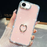 Rhinestone Glitter TPU Ring Holder Anti-fall Phone Case, For iPhone 17e / 16e, For iPhone 17 Pro Max, For iPhone 17 Pro, For iPhone 17, For iPhone Air, For iPhone 16 Pro Max, For iPhone 16 Pro, For iPhone 16 Plus