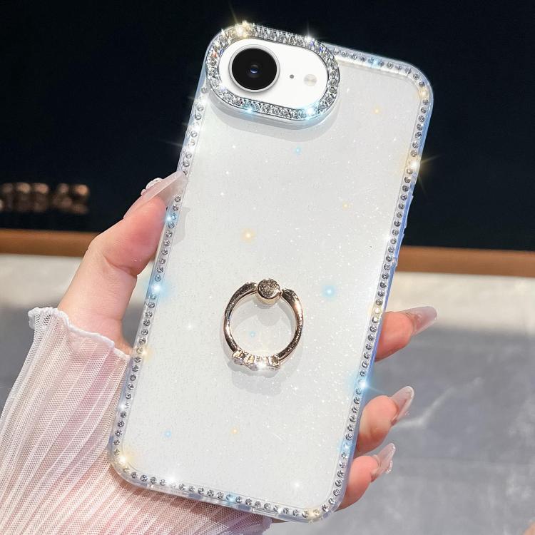 Rhinestone Glitter TPU Ring Holder Anti-fall Phone Case, For iPhone 17e / 16e, For iPhone 17 Pro Max, For iPhone 17 Pro, For iPhone 17, For iPhone Air, For iPhone 16 Pro Max, For iPhone 16 Pro, For iPhone 16 Plus