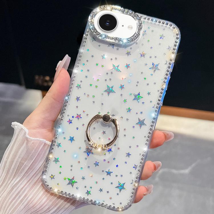 Rhinestone Glitter TPU Ring Holder Anti-fall Phone Case, For iPhone 17e / 16e, For iPhone 17 Pro Max, For iPhone 17 Pro, For iPhone 17, For iPhone Air, For iPhone 16 Pro Max, For iPhone 16 Pro, For iPhone 16 Plus