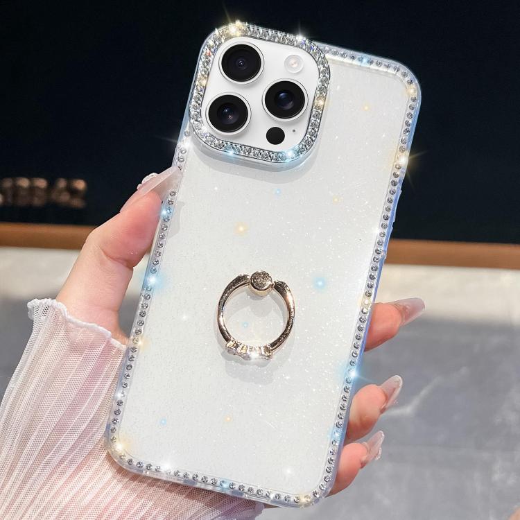 Rhinestone Glitter TPU Ring Holder Anti-fall Phone Case, For iPhone 17e / 16e, For iPhone 17 Pro Max, For iPhone 17 Pro, For iPhone 17, For iPhone Air, For iPhone 16 Pro Max, For iPhone 16 Pro, For iPhone 16 Plus