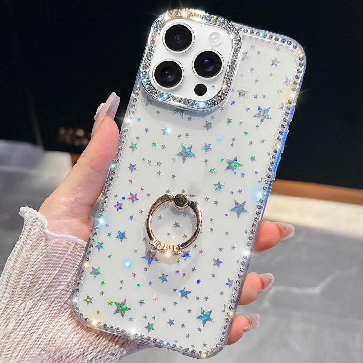 Rhinestone Glitter TPU Ring Holder Anti-fall Phone Case, For iPhone 17e / 16e, For iPhone 17 Pro Max, For iPhone 17 Pro, For iPhone 17, For iPhone Air, For iPhone 16 Pro Max, For iPhone 16 Pro, For iPhone 16 Plus