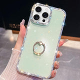 Rhinestone Glitter TPU Ring Holder Anti-fall Phone Case, For iPhone 17e / 16e, For iPhone 17 Pro Max, For iPhone 17 Pro, For iPhone 17, For iPhone Air, For iPhone 16 Pro Max, For iPhone 16 Pro, For iPhone 16 Plus