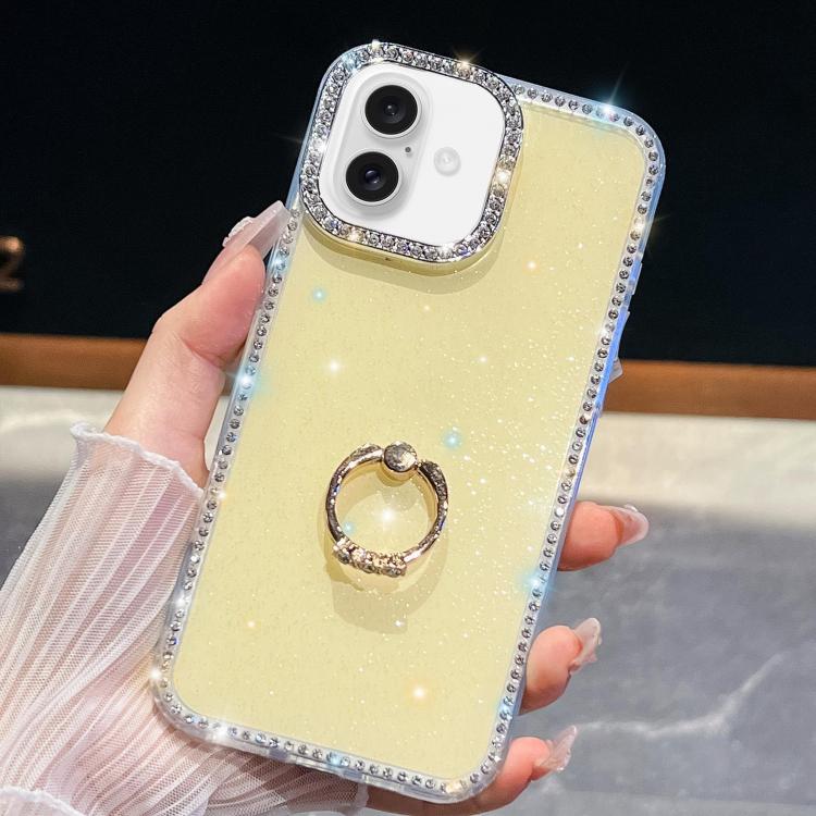 Rhinestone Glitter TPU Ring Holder Anti-fall Phone Case, For iPhone 17e / 16e, For iPhone 17 Pro Max, For iPhone 17 Pro, For iPhone 17, For iPhone Air, For iPhone 16 Pro Max, For iPhone 16 Pro, For iPhone 16 Plus