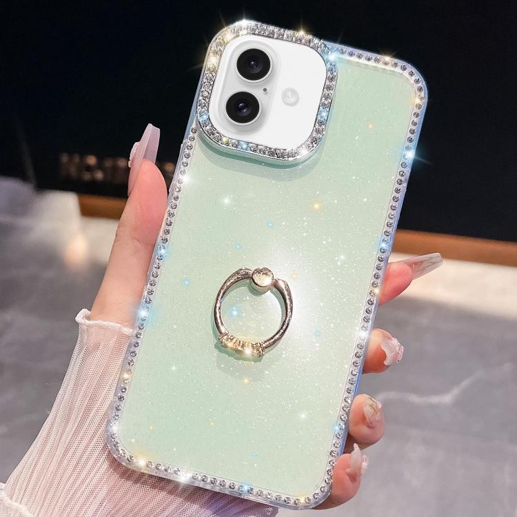 Rhinestone Glitter TPU Ring Holder Anti-fall Phone Case, For iPhone 17e / 16e, For iPhone 17 Pro Max, For iPhone 17 Pro, For iPhone 17, For iPhone Air, For iPhone 16 Pro Max, For iPhone 16 Pro, For iPhone 16 Plus