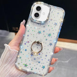 Rhinestone Glitter TPU Ring Holder Anti-fall Phone Case, For iPhone 17e / 16e, For iPhone 17 Pro Max, For iPhone 17 Pro, For iPhone 17, For iPhone Air, For iPhone 16 Pro Max, For iPhone 16 Pro, For iPhone 16 Plus