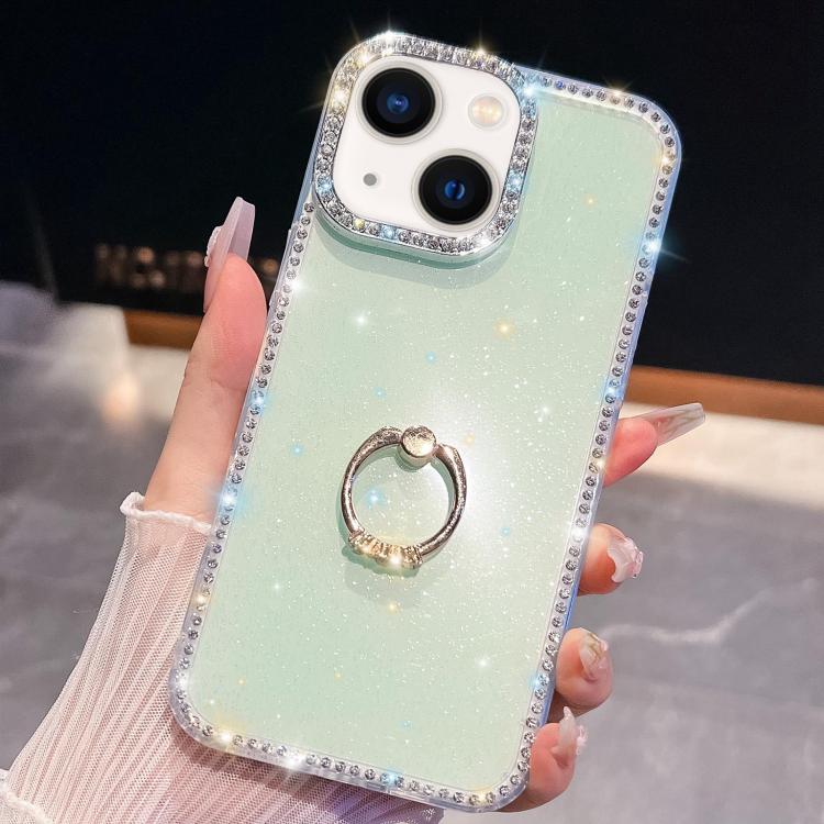 Rhinestone Glitter TPU Ring Holder Anti-fall Phone Case, For iPhone 16, For iPhone 15 Pro Max, For iPhone 15 Pro, For iPhone 15, For iPhone 14, For iPhone 14 Pro, For iPhone 14 Pro Max, For iPhone 13 Pro Max