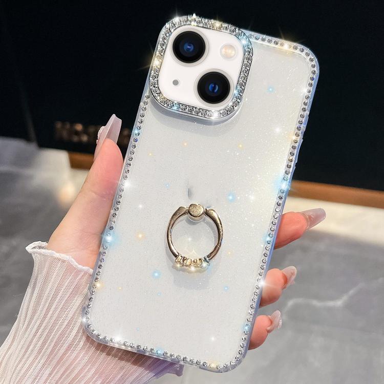 Rhinestone Glitter TPU Ring Holder Anti-fall Phone Case, For iPhone 16, For iPhone 15 Pro Max, For iPhone 15 Pro, For iPhone 15, For iPhone 14, For iPhone 14 Pro, For iPhone 14 Pro Max, For iPhone 13 Pro Max