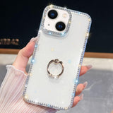 Rhinestone Glitter TPU Ring Holder Anti-fall Phone Case, For iPhone 16, For iPhone 15 Pro Max, For iPhone 15 Pro, For iPhone 15, For iPhone 14, For iPhone 14 Pro, For iPhone 14 Pro Max, For iPhone 13 Pro Max