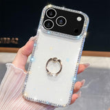 Rhinestone Glitter TPU Ring Holder Anti-fall Phone Case, For iPhone 17e / 16e, For iPhone 17 Pro Max, For iPhone 17 Pro, For iPhone 17, For iPhone Air, For iPhone 16 Pro Max, For iPhone 16 Pro, For iPhone 16 Plus