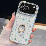 Rhinestone Glitter TPU Ring Holder Anti-fall Phone Case, For iPhone 17e / 16e, For iPhone 17 Pro Max, For iPhone 17 Pro, For iPhone 17, For iPhone Air, For iPhone 16 Pro Max, For iPhone 16 Pro, For iPhone 16 Plus