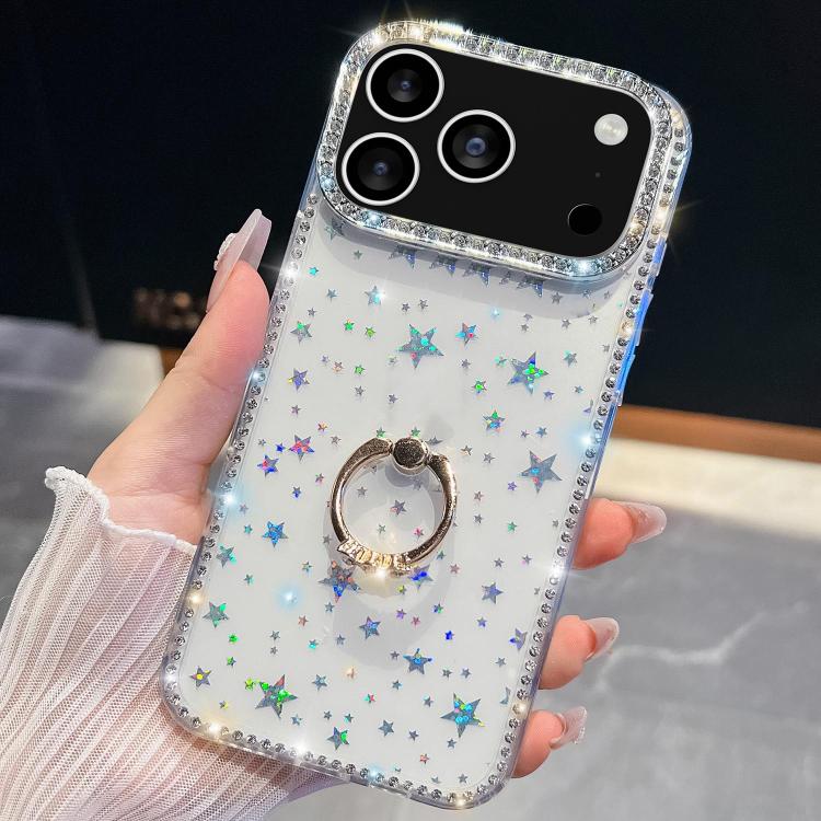 Rhinestone Glitter TPU Ring Holder Anti-fall Phone Case, For iPhone 17e / 16e, For iPhone 17 Pro Max, For iPhone 17 Pro, For iPhone 17, For iPhone Air, For iPhone 16 Pro Max, For iPhone 16 Pro, For iPhone 16 Plus