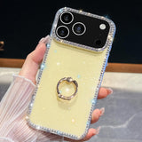Rhinestone Glitter TPU Ring Holder Anti-fall Phone Case, For iPhone 17e / 16e, For iPhone 17 Pro Max, For iPhone 17 Pro, For iPhone 17, For iPhone Air, For iPhone 16 Pro Max, For iPhone 16 Pro, For iPhone 16 Plus