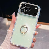 Rhinestone Glitter TPU Ring Holder Anti-fall Phone Case, For iPhone 17e / 16e, For iPhone 17 Pro Max, For iPhone 17 Pro, For iPhone 17, For iPhone Air, For iPhone 16 Pro Max, For iPhone 16 Pro, For iPhone 16 Plus