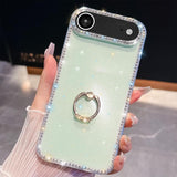 Rhinestone Glitter TPU Ring Holder Anti-fall Phone Case, For iPhone 17e / 16e, For iPhone 17 Pro Max, For iPhone 17 Pro, For iPhone 17, For iPhone Air, For iPhone 16 Pro Max, For iPhone 16 Pro, For iPhone 16 Plus