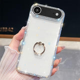 Rhinestone Glitter TPU Ring Holder Anti-fall Phone Case, For iPhone 17e / 16e, For iPhone 17 Pro Max, For iPhone 17 Pro, For iPhone 17, For iPhone Air, For iPhone 16 Pro Max, For iPhone 16 Pro, For iPhone 16 Plus