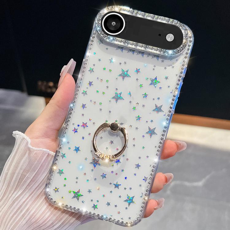 Rhinestone Glitter TPU Ring Holder Anti-fall Phone Case, For iPhone 17e / 16e, For iPhone 17 Pro Max, For iPhone 17 Pro, For iPhone 17, For iPhone Air, For iPhone 16 Pro Max, For iPhone 16 Pro, For iPhone 16 Plus