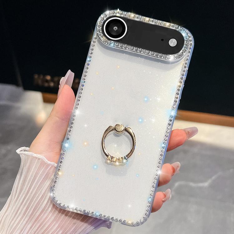 Rhinestone Glitter TPU Ring Holder Anti-fall Phone Case, For iPhone 17e / 16e, For iPhone 17 Pro Max, For iPhone 17 Pro, For iPhone 17, For iPhone Air, For iPhone 16 Pro Max, For iPhone 16 Pro, For iPhone 16 Plus