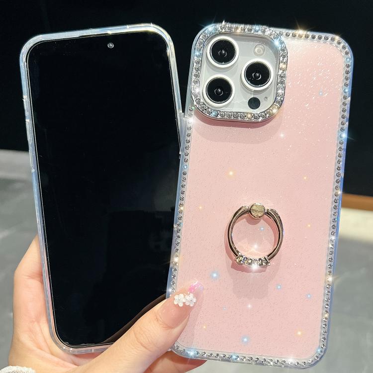 Rhinestone Glitter TPU Ring Holder Anti-fall Phone Case, For iPhone 17e / 16e, For iPhone 17 Pro Max, For iPhone 17 Pro, For iPhone 17, For iPhone Air, For iPhone 16 Pro Max, For iPhone 16 Pro, For iPhone 16 Plus