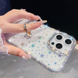 Rhinestone Glitter TPU Ring Holder Anti-fall Phone Case, For iPhone 13 Pro, For iPhone 13