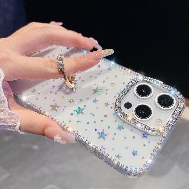 Rhinestone Glitter TPU Ring Holder Anti-fall Phone Case, For iPhone 16, For iPhone 15 Pro Max, For iPhone 15 Pro, For iPhone 15, For iPhone 14, For iPhone 14 Pro, For iPhone 14 Pro Max, For iPhone 13 Pro Max