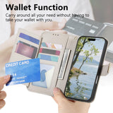 Flowers Leaves Zipper Wallet Leather Phone Case with Strap, For iPhone 13 Pro, For iPhone 12 / 12 Pro, For iPhone 12 Pro Max