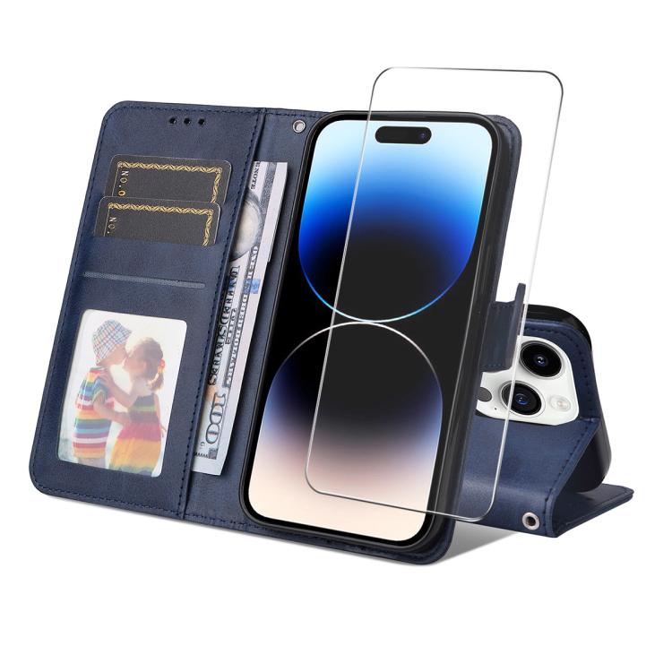ENKAY Card Wallet Calf Texture Leather Phone Case with Thickened Glue No White Edge Film, For iPhone 15 Pro Max, For iPhone 15 Pro, For iPhone 15 Plus, For iPhone 15