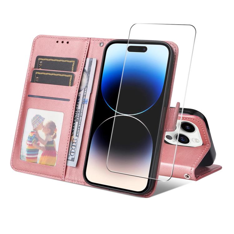 ENKAY Card Wallet Calf Texture Leather Phone Case with Thickened Glue No White Edge Film, For iPhone 15 Pro Max, For iPhone 15 Pro, For iPhone 15 Plus, For iPhone 15