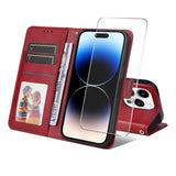 ENKAY Card Wallet Calf Texture Leather Phone Case with Thickened Glue No White Edge Film, For iPhone 15 Pro Max, For iPhone 15 Pro, For iPhone 15 Plus, For iPhone 15