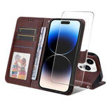ENKAY Card Wallet Calf Texture Leather Phone Case with Thickened Glue No White Edge Film, For iPhone 15 Pro Max, For iPhone 15 Pro, For iPhone 15 Plus, For iPhone 15