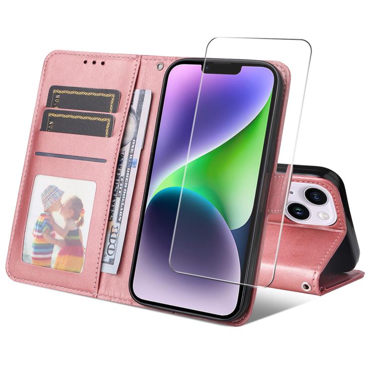 ENKAY Card Wallet Calf Texture Leather Phone Case with Thickened Glue No White Edge Film, For iPhone 15 Pro Max, For iPhone 15 Pro, For iPhone 15 Plus, For iPhone 15