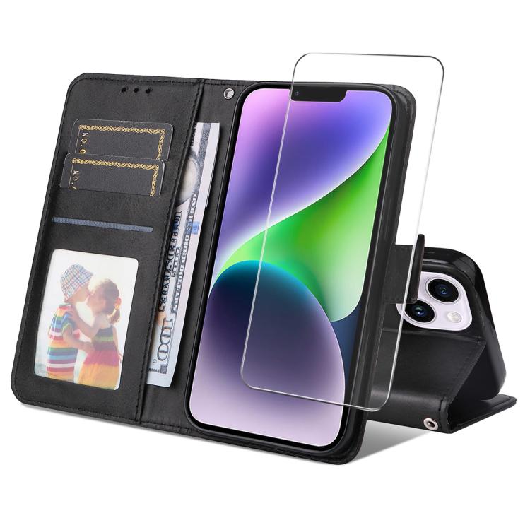 ENKAY Card Wallet Calf Texture Leather Phone Case with Thickened Glue No White Edge Film, For iPhone 15 Pro Max, For iPhone 15 Pro, For iPhone 15 Plus, For iPhone 15