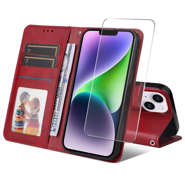 ENKAY Card Wallet Calf Texture Leather Phone Case with Thickened Glue No White Edge Film, For iPhone 15 Pro Max, For iPhone 15 Pro, For iPhone 15 Plus, For iPhone 15