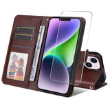 ENKAY Card Wallet Calf Texture Leather Phone Case with Thickened Glue No White Edge Film, For iPhone 15 Pro Max, For iPhone 15 Pro, For iPhone 15 Plus, For iPhone 15