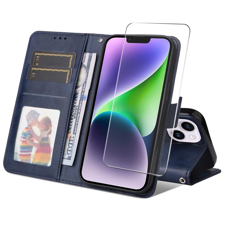 ENKAY Card Wallet Calf Texture Leather Phone Case with Thickened Glue No White Edge Film, For iPhone 15 Pro Max, For iPhone 15 Pro, For iPhone 15 Plus, For iPhone 15