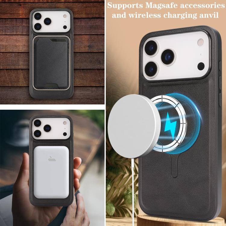 Kalebol Slim MagSafe Ring Magnetic Card Bag Leather Phone Case, For iPhone 17 Pro Max, For iPhone 17 Pro, For iPhone 17, For iPhone Air