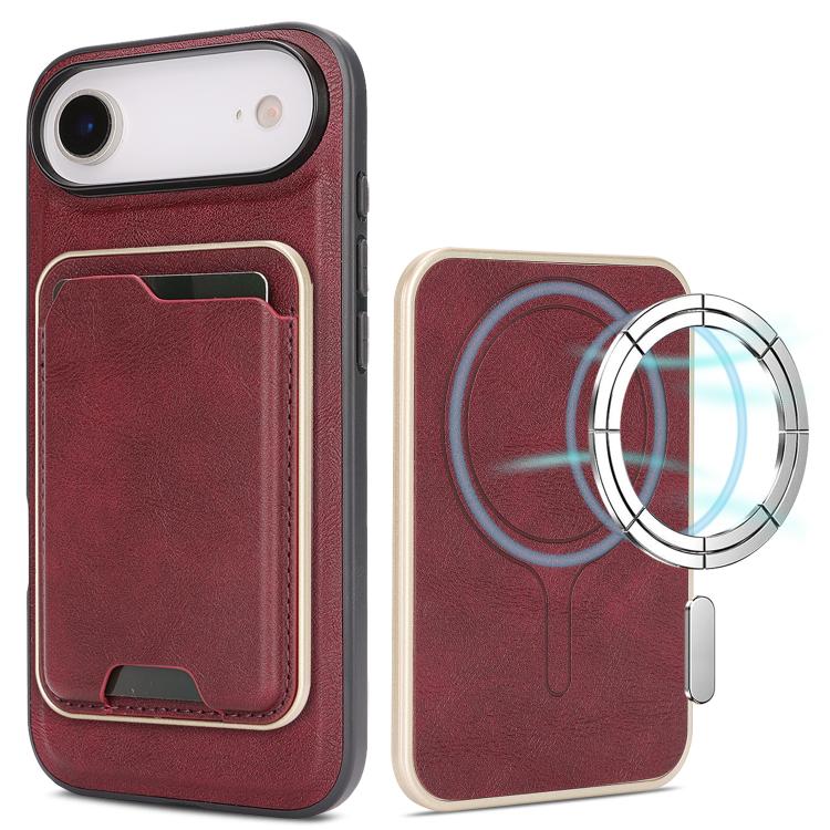 Kalebol Slim MagSafe Ring Magnetic Card Bag Leather Phone Case, For iPhone 17 Pro Max, For iPhone 17 Pro, For iPhone 17, For iPhone Air