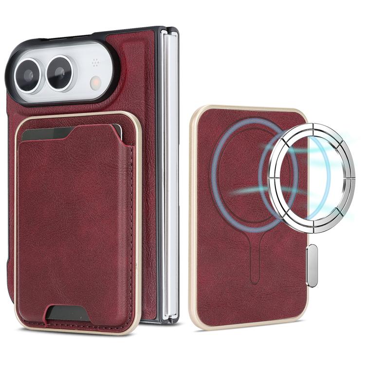 Kalebol Slim MagSafe Ring Magnetic Card Bag Leather Phone Case, For iPhone Fold, For iPhone 18 Pro, For iPhone 18 Pro Max, For iPhone 17 Pro Max, For iPhone 17 Pro, For iPhone 17, For iPhone Air