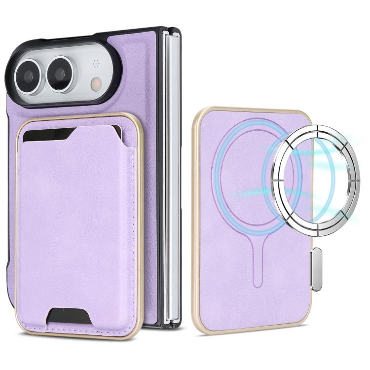 Kalebol Slim MagSafe Ring Magnetic Card Bag Leather Phone Case, For iPhone Fold, For iPhone 18 Pro, For iPhone 18 Pro Max, For iPhone 17 Pro Max, For iPhone 17 Pro, For iPhone 17, For iPhone Air