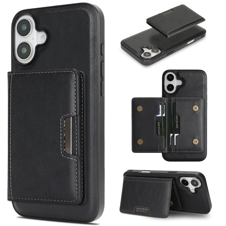 Kalebol Strong MagSafe Magnetic Two-Fold Card Bag Leather Phone Case, For iPhone 17 Pro Max, For iPhone 17 Pro, For iPhone 17, For iPhone Air