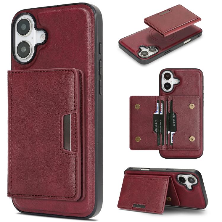 Kalebol Strong MagSafe Magnetic Two-Fold Card Bag Leather Phone Case, For iPhone 17 Pro Max, For iPhone 17 Pro, For iPhone 17, For iPhone Air