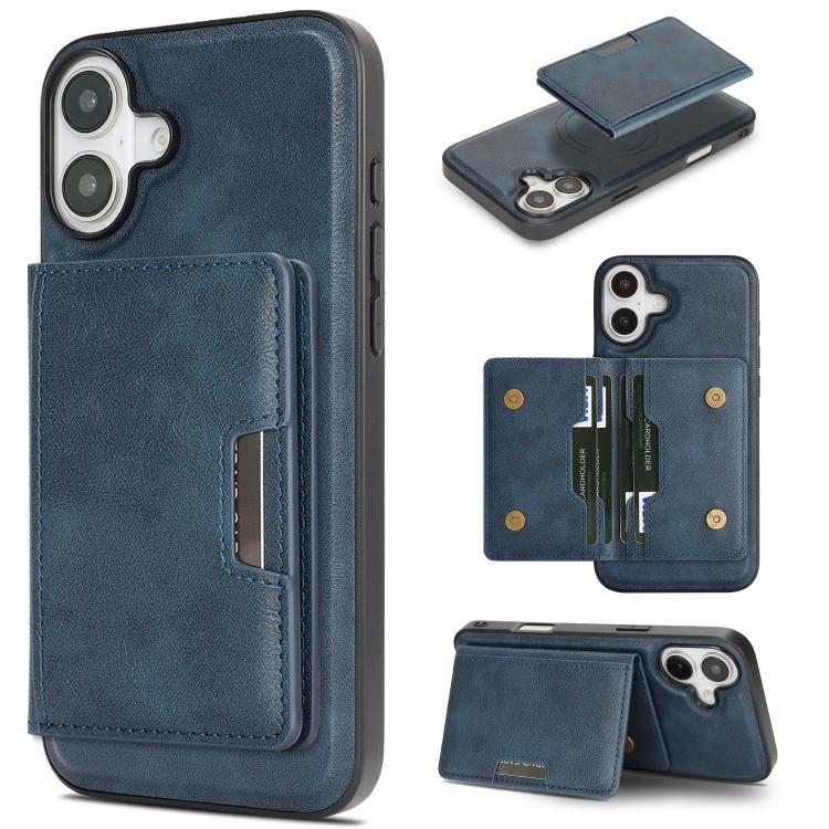 Kalebol Strong MagSafe Magnetic Two-Fold Card Bag Leather Phone Case, For iPhone 17 Pro Max, For iPhone 17 Pro, For iPhone 17, For iPhone Air
