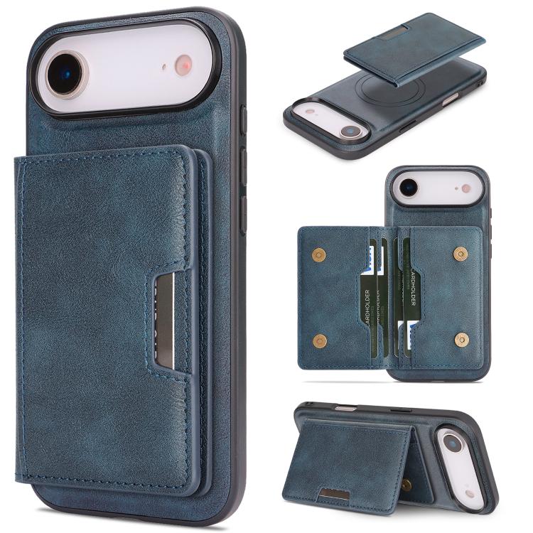 Kalebol Strong MagSafe Magnetic Two-Fold Card Bag Leather Phone Case, For iPhone 17 Pro Max, For iPhone 17 Pro, For iPhone 17, For iPhone Air