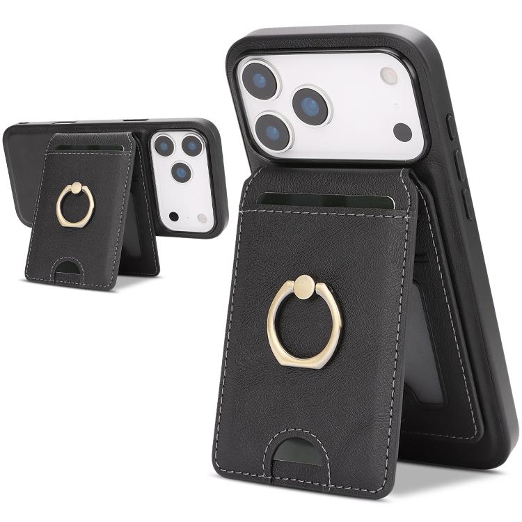 Kalebol Strong MagSafe Ring Magnetic Card Bag Holder Leather Phone Case, For iPhone 17 Pro Max, For iPhone 17 Pro, For iPhone 17, For iPhone Air