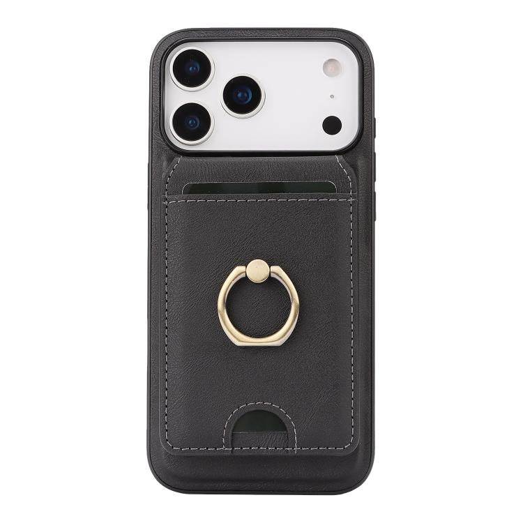 Kalebol Strong MagSafe Ring Magnetic Card Bag Holder Leather Phone Case, For iPhone 17 Pro Max, For iPhone 17 Pro, For iPhone 17, For iPhone Air