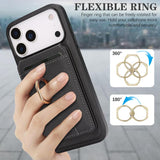 Kalebol Strong MagSafe Ring Magnetic Card Bag Holder Leather Phone Case, For iPhone 17 Pro Max, For iPhone 17 Pro, For iPhone 17, For iPhone Air